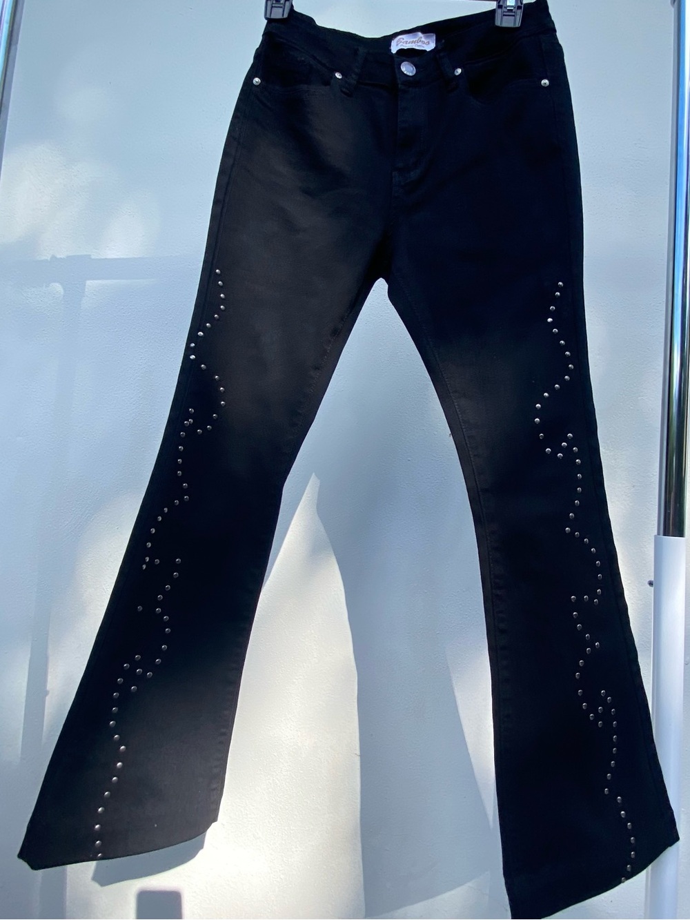 Y2K Black Low Rise Silver Studded Flare Jeans Size 5